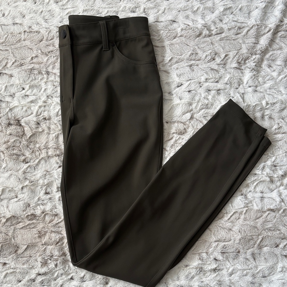 Womens Lululemon City Sleek Slim Fit High Rise Pant - Olive Green